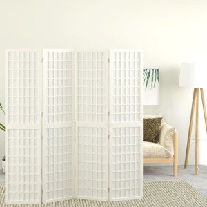 vidaXL Skladací paraván s 4 panelmi, japonský štýl 160x170 cm biely