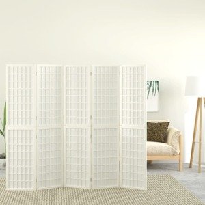 vidaXL Skladací paraván s 5 panelmi, japonský štýl 200x170 cm biely