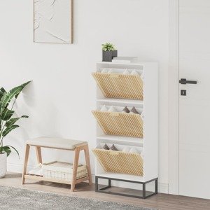vidaXL Skrinka na topánky biela 52x25x120 cm spracované drevo