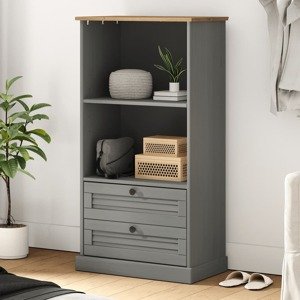vidaXL Knižnica VIGO sivá 60x35x114,5 cm masívna borovica
