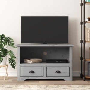 vidaXL TV skrinka s 2 zásuvkami BODO sivá 91x43x56cm borovicový masív