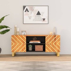 vidaXL TV skrinka hnedo-čierna 105x33,5x46 cm masívne mango