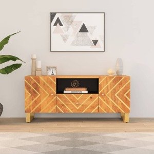 vidaXL TV skrinka hnedo-čierna 105x33,5x46 cm masívne mango
