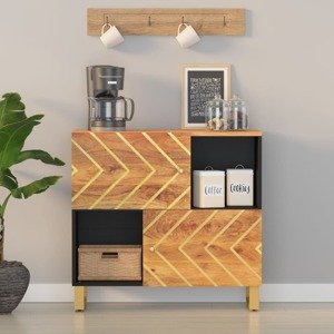 vidaXL Bočná skrinka hnedo-čierna 80x33,5x75 cm masívne mango