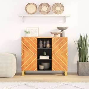 vidaXL Bočná skrinka hnedo-čierna 90x33,5x75 cm masívne mango