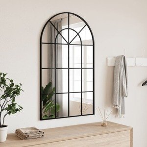 vidaXL Nástenné zrkadlo čierne 60x100 cm oblúkové železné