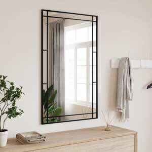 vidaXL Nástenné zrkadlo čierne 60x100 cm obdĺžnikové železné