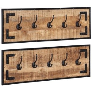 vidaXL Vešiaky na kabáty 2 ks 80x8x25 cm, surový mangový masív