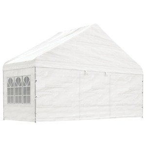 vidaXL Altánok so strechou, biely 5,88x2,23x3,75 m, polyetylén