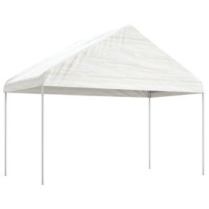 vidaXL Altánok so strechou, biely 4,08x2,23x3,22 m, polyetylén