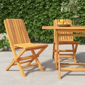 vidaXL Skladacie záhradné stoličky 2 ks 47x47x89 tíkový masív