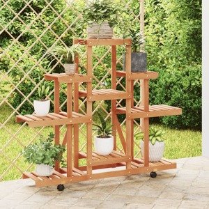 vidaXL Stojan na kvetiny s kolieskami 110x25x101 cm masívna jedľa