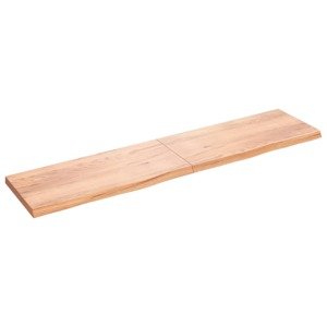 vidaXL Nástenná polica bledohnedá 220x50x6 cm ošetrený dubový masív