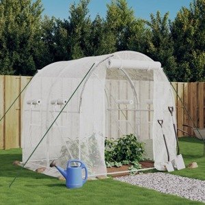 vidaXL Fóliovník s oceľovým rámom biely 4 m² 2x2x2 m