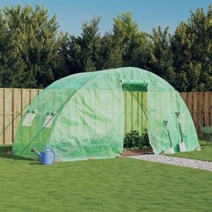 vidaXL Fóliovník s oceľovým rámom zelený 10 m² 5x2x2,3 m