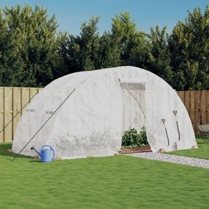 vidaXL Fóliovník s oceľovým rámom biely 10 m² 5x2x2,3 m