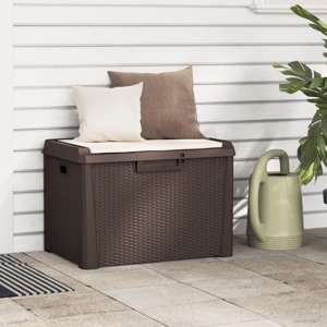 vidaXL Záhradný úložný box s podsedákom hnedý 125 l PP