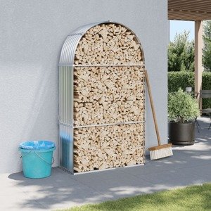 vidaXL Držiak na polená strieborný 120x45x210 cm pozinkovaná oceľ