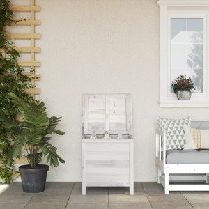 vidaXL Záhradný úložný box biely 50x49x56,5 cm, jedľový masív