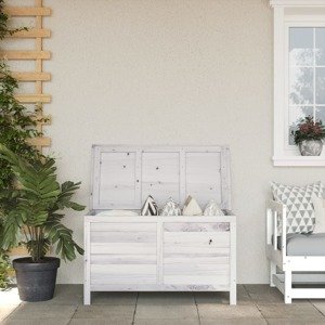 vidaXL Záhradný úložný box biely 99x49,5x58,5 cm masívne jedľové drevo