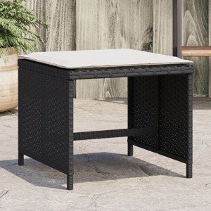 vidaXL Záhradné taburetky s vankúšmi 4 ks čierne 41x41x36 cm polyratan