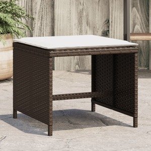 vidaXL Záhradné taburetky s vankúšmi 4 ks hnedé 41x41x36 cm polyratan