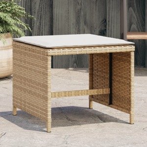 vidaXL Záhradné taburetky s vankúšmi 4 ks béžové 41x41x36 cm polyratan