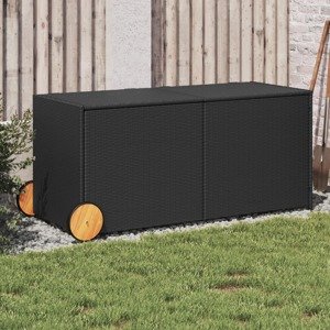 vidaXL Záhradný úložný box s kolieskami čierny 283 l polyratan