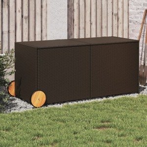 vidaXL Záhradný úložný box s kolieskami hnedý 283 l polyratan