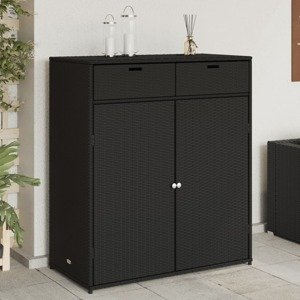 vidaXL Záhradná úložná skriňa čierna 105x55x113 cm polyratan