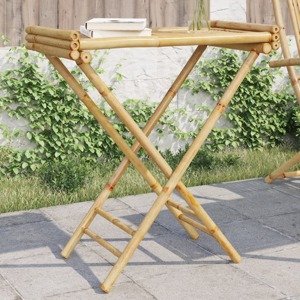 vidaXL Skladací stolík s podnosom 70,5x42,5x80 cm bambus
