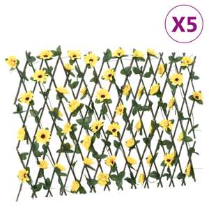 vidaXL Rozťahovacia mriežka s umelým brečtanom 5 ks žltá 180x60 cm