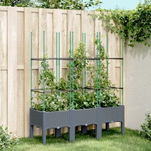 vidaXL Záhradný kvetináč s mriežkou, sivý 120x40x142,5 cm, PP