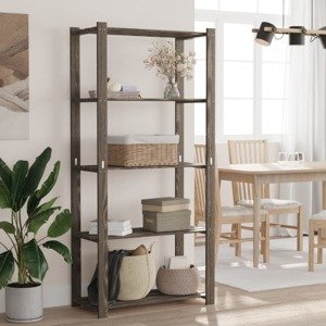 vidaXL Úložný regál 5 poschodí sivý 80x38x170 cm borovicový masív