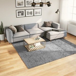 vidaXL Chlpatý koberec vysoký vlas moderný sivý 240x240 cm