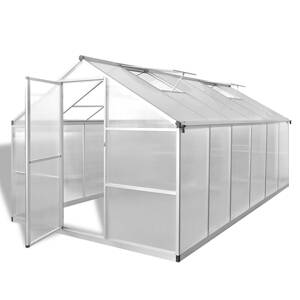 vidaXL Spevnený hliníkový skleník s podkladovým rámom 9,025 m²