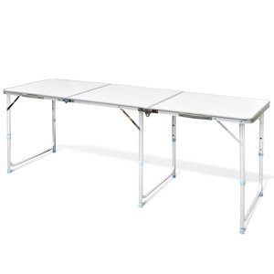 vidaXL Skladací kempingový stôl z hliníka s nastaviteľnou výškou 180 x 60 cm