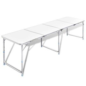 vidaXL Skladací výškovo nastaviteľný kempingový stôl, 240 x 60 cm, hliníkový