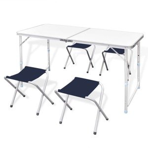 vidaXL Skladacia kempingová sada so 4 stoličkami a stolom, 120 x 60 cm