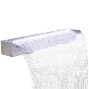 vidaXL Obdĺžniková bazénová fontána/vodopád s LED, nehrdzavejúca oceľ 90 cm