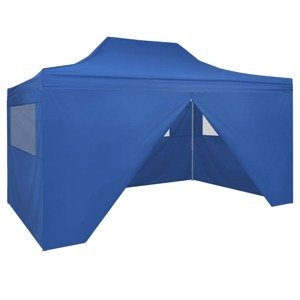 vidaXL Skladací záhradný stan so 4 bočnými stenami 3x4,5 m, modrý
