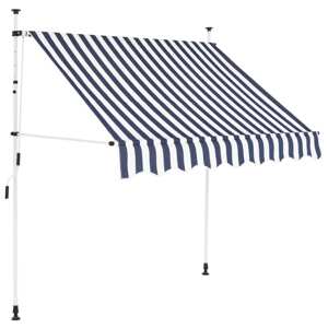 vidaXL Ručne zaťahovacia markíza, 150 cm, modro-biele pásiky