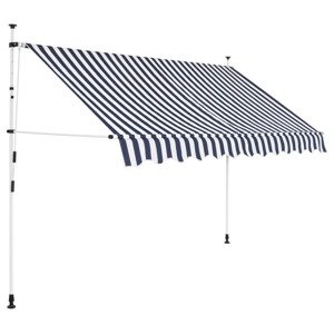 vidaXL Ručne zaťahovacia markíza, 250 cm, modro-biele pásiky