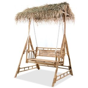 vidaXL 2-miestna hojdačka s palmovými listami, bambus 202 cm