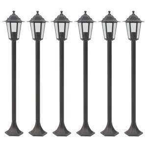 vidaXL Záhradné stĺpové lampy 6 ks E27 110 cm hliníkové bronzové