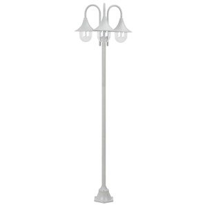 vidaXL Záhradná stĺpová lampa E27 220 cm hliníková 3 lampáše biela