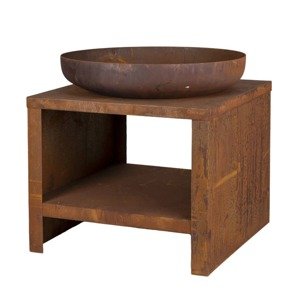 Esschert Design Misa na oheň s priestorom na drevo 62 cm hrdzavá