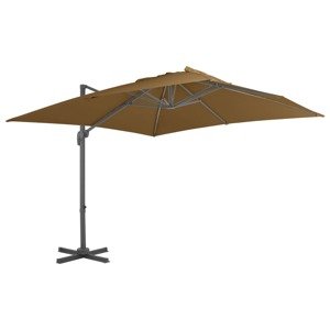 vidaXL Závesný slnečník s hliníkovou tyčou 300x300 cm hnedo-sivý