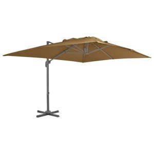 vidaXL Závesný slnečník s hliníkovou tyčou 400x300 cm sivo-hnedý