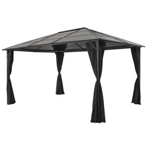 vidaXL Altánok so závesmi hliníkový 4x3x2,6 m čierny